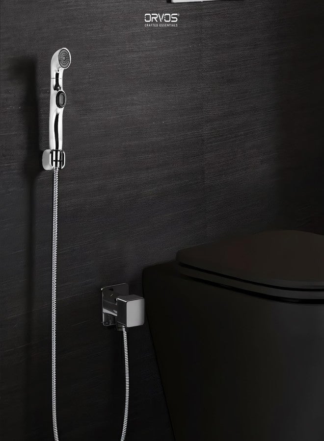 Orvos Premium Health Faucet, Swivel, ABS Outer Body with Brass Pin, Chrome Color, with 1 to 1.2 Meter Extendable SS 304 Hose and Wall Hook, 360 Degree Rotatable Top - Image 2